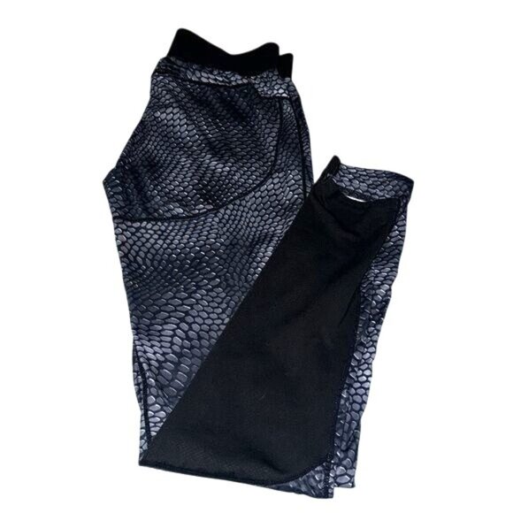Mens Compression Leggings Snakeskin Print Fitness Gym Pants - Picture 1 of 9